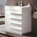 Fresca Livello 24" White Modern Bathroom Cabinet with Integrated Sink FCB8024WH-I