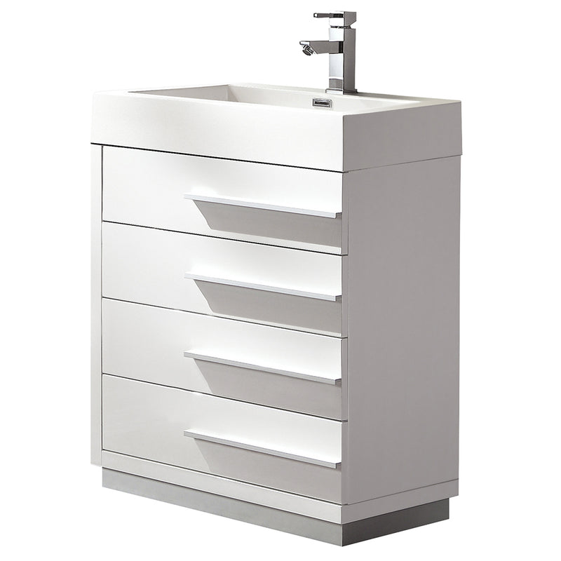 Fresca Livello 24" White Modern Bathroom Cabinet w/ Integrated Sink FCB8024WH-I