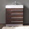 Fresca Livello 30" Walnut Modern Bathroom Cabinet with Integrated Sink FCB8030GW-I