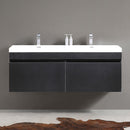 Fresca Largo 57" Black Modern Bathroom Cabinet with Integrated Sinks FCB8040BW-I