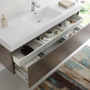 Fresca Mezzo 60" Gray Oak Wall Hung Single Sink Modern Bathroom Cabinet with Integrated Sink FCB8041GO-I