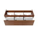 Fresca Mezzo 60" Teak Wall Hung Single Sink Modern Bathroom Cabinet FCB8041TK