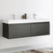 Fresca Mezzo 60" Black Wall Hung Double Sink Modern Bathroom Cabinet with Integrated Sink FCB8042BW-I