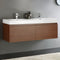 Fresca Mezzo 60" Teak Wall Hung Double Sink Modern Bathroom Cabinet with Integrated Sink FCB8042TK-I