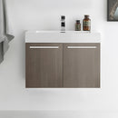 Fresca Vista 30" Gray Oak Wall Hung Modern Bathroom Cabinet with Integrated Sink FCB8089GO-I