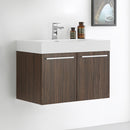 Fresca Vista 30" Walnut Wall Hung Modern Bathroom Cabinet with Integrated Sink FCB8089GW-I