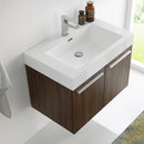 Fresca Vista 30" Walnut Wall Hung Modern Bathroom Cabinet with Integrated Sink FCB8089GW-I