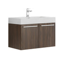 Fresca Vista 30" Walnut Wall Hung Modern Bathroom Cabinet w/ Integrated Sink FCB8089GW-I