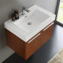 Fresca Vista 30" Teak Wall Hung Modern Bathroom Cabinet with Integrated Sink FCB8089TK-I