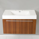 Fresca Vista 36" Teak Modern Bathroom Cabinet with Integrated Sink FCB8090TK-I