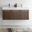 Fresca Vista 48" Walnut Wall Hung Double Sink Modern Bathroom Cabinet with Integrated Sink FCB8092GW-D-I