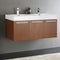 Fresca Vista 48" Teak Wall Hung Double Sink Modern Bathroom Cabinet with Integrated Sink FCB8092TK-D-I