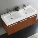 Fresca Vista 48" Teak Wall Hung Double Sink Modern Bathroom Cabinet with Integrated Sink FCB8092TK-D-I