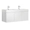 Fresca Vista 48" White Wall Hung Double Sink Modern Bathroom Cabinet w/ Integrated Sink FCB8092WH-D-I