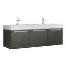 Fresca Vista 60" Black Wall Hung Double Sink Modern Bathroom Cabinet w/ Integrated Sink FCB8093BW-D-I