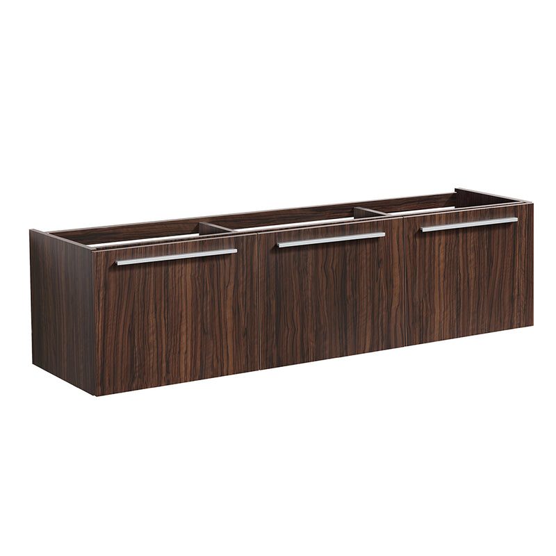 Fresca Vista 60" Walnut Wall Hung Single Sink Modern Bathroom Cabinet FCB8093GW