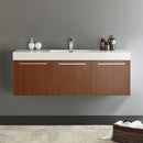 Fresca Vista 60" Teak Wall Hung Single Sink Modern Bathroom Cabinet with Integrated Sink FCB8093TK-I