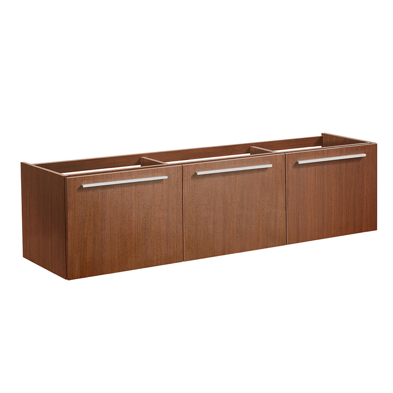 Fresca Vista 60" Teak Wall Hung Single Sink Modern Bathroom Cabinet FCB8093TK