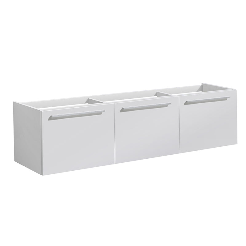 Fresca Vista 60" White Wall Hung Double Sink Modern Bathroom Cabinet FCB8093WH-D