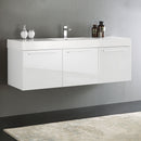 Fresca Vista 60" White Wall Hung Single Sink Modern Bathroom Cabinet with Integrated Sink FCB8093WH-I