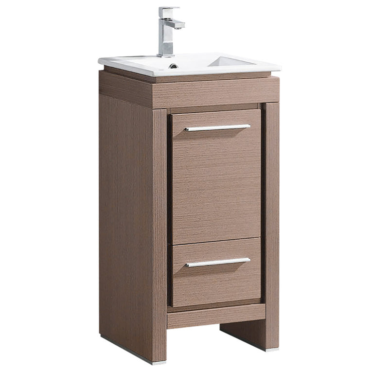 Fresca Allier 16" Gray Oak Modern Bathroom Cabinet w/ Sink FCB8118GO-I