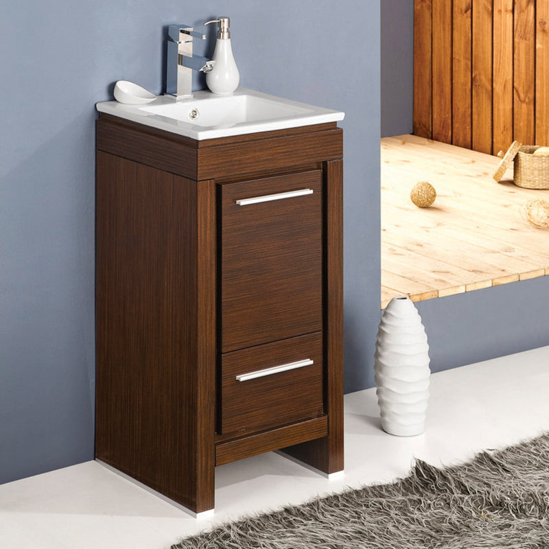 Fresca Allier 16" Wenge Brown Modern Bathroom Cabinet with Sink FCB8118WG-I