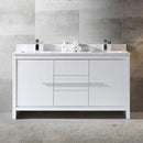 Fresca Allier 60" White Modern Double Sink Bathroom Cabinet with Top and Sinks FCB8119WH-CWH-U