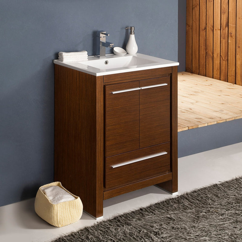 Fresca Allier 24" Wenge Brown Modern Bathroom Cabinet with Sink FCB8125WG-I