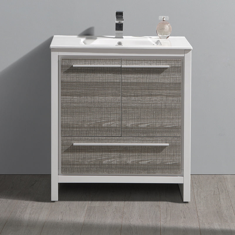 Fresca Allier Rio 30" Ash Gray Modern Bathroom Cabinet with Sink FCB8130HA-I