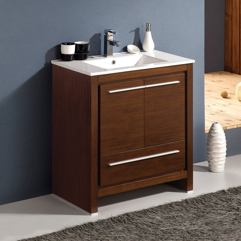 Fresca Allier 30" Wenge Brown Modern Bathroom Cabinet with Sink FCB8130WG-I