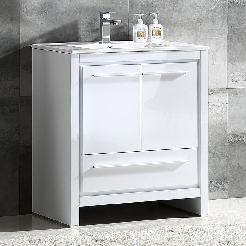 Fresca Allier 30" White Modern Bathroom Cabinet with Sink FCB8130WH-I