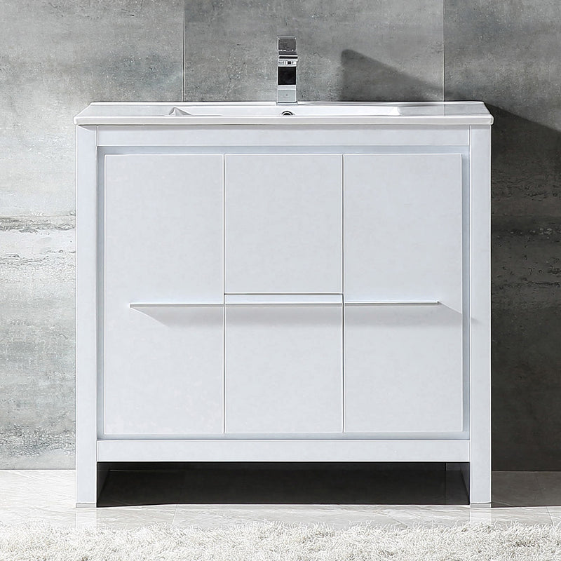 Fresca Allier 36" White Modern Bathroom Cabinet with Sink FCB8136WH-I