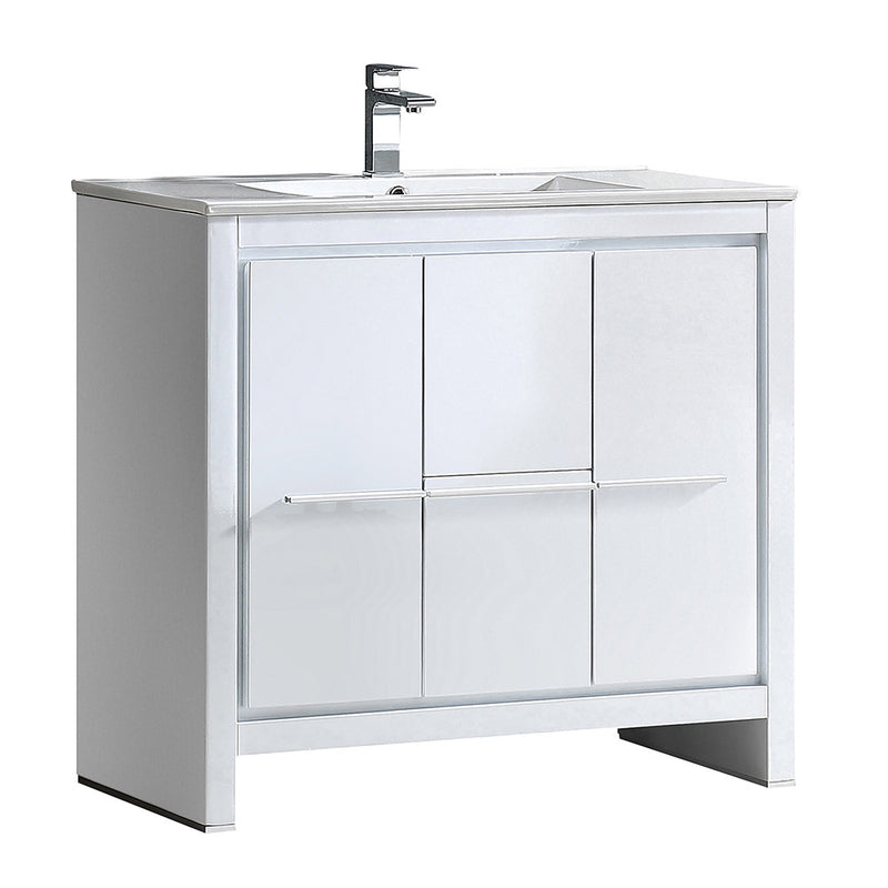 Fresca Allier 36" White Modern Bathroom Cabinet w/ Sink FCB8136WH-I