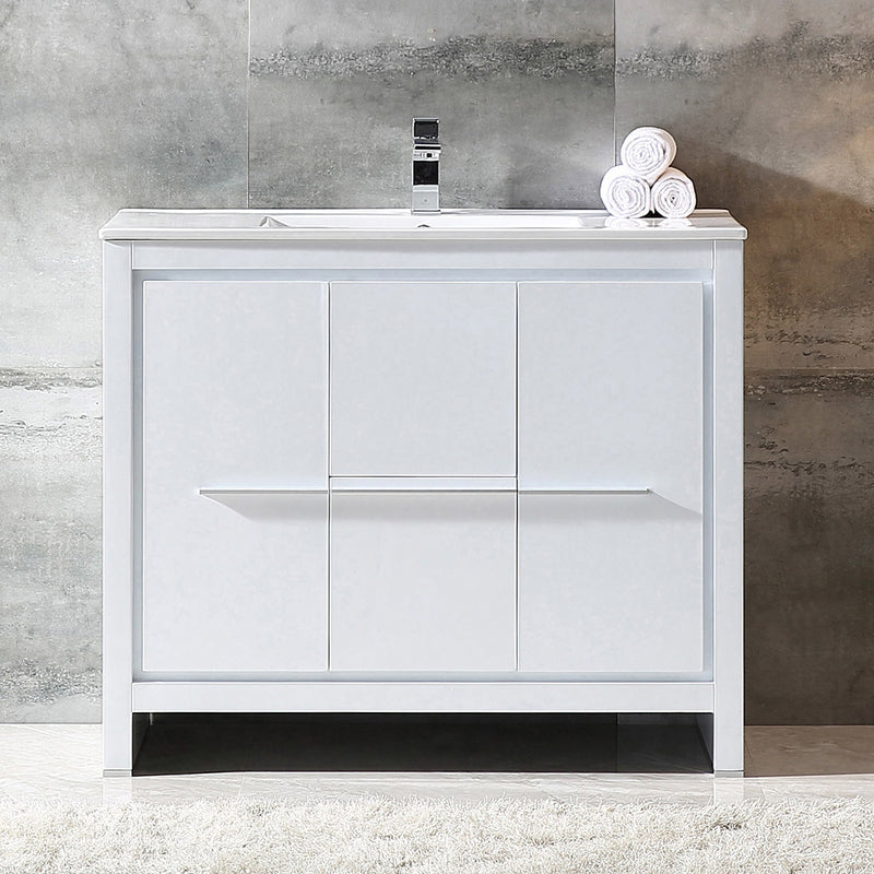 Fresca Allier 40" White Modern Bathroom Cabinet with Sink FCB8140WH-I