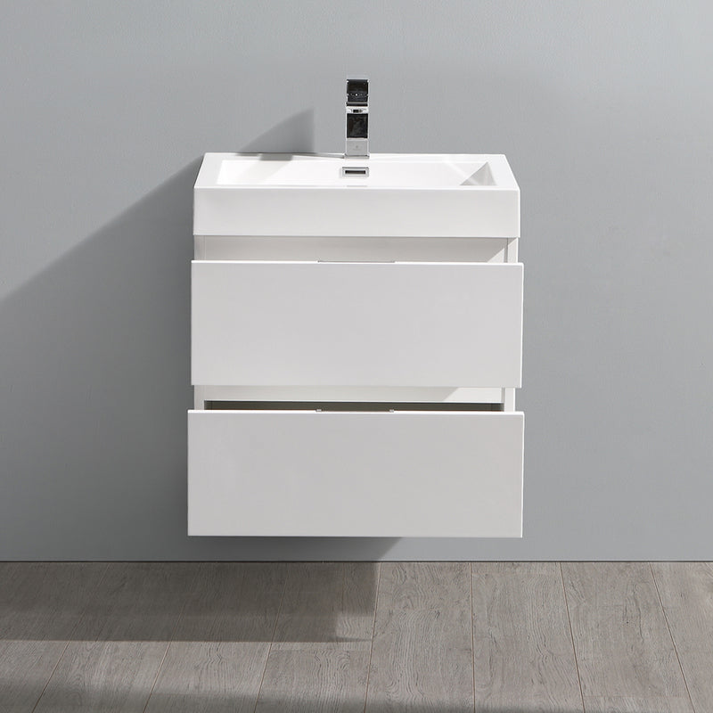 Fresca Valencia 24" Glossy White Wall Hung Modern Bathroom Vanity FCB8324WH-I