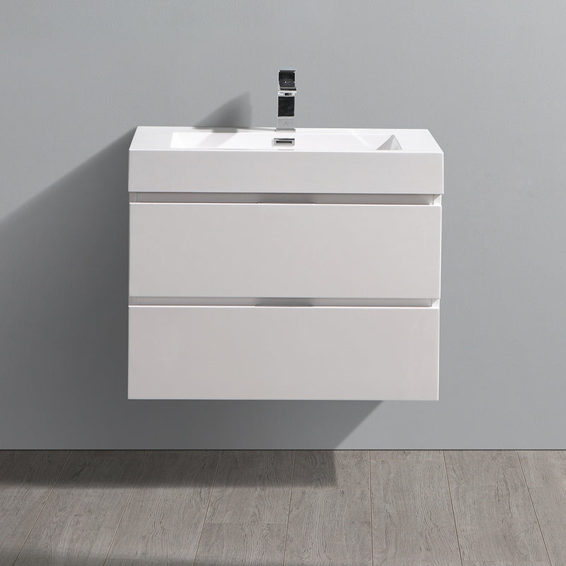 Fresca Valencia 30" Glossy White Wall Hung Modern Bathroom Vanity FCB8330WH-I