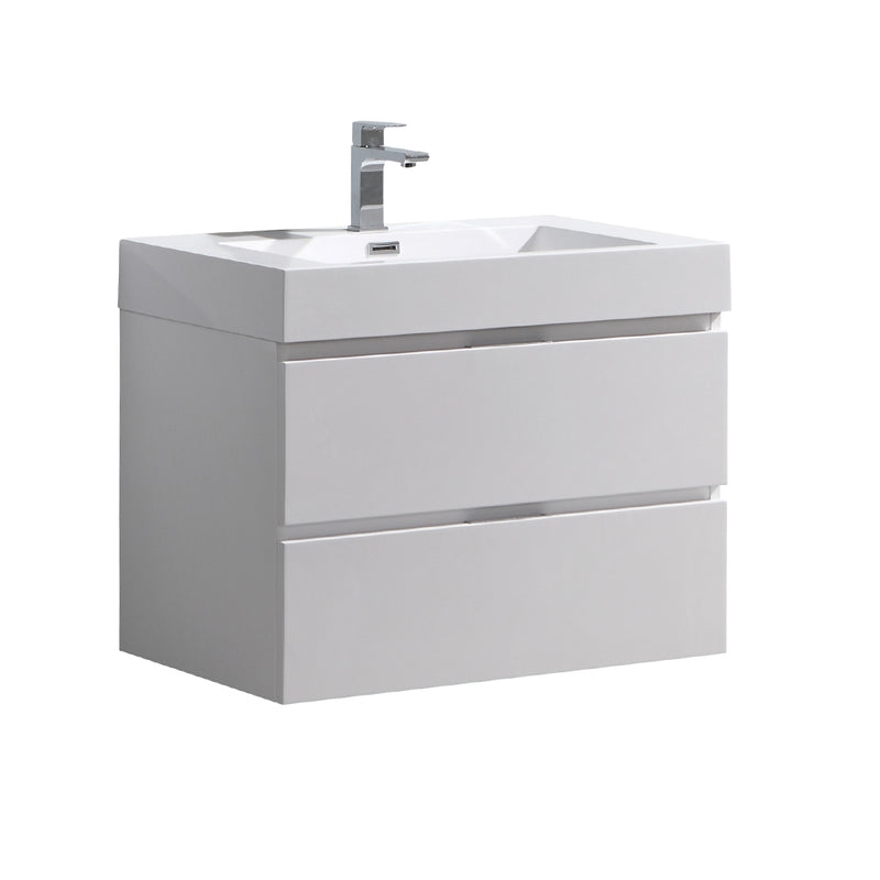 Fresca Valencia 30" Glossy White Wall Hung Modern Bathroom Vanity  FCB8330WH-I