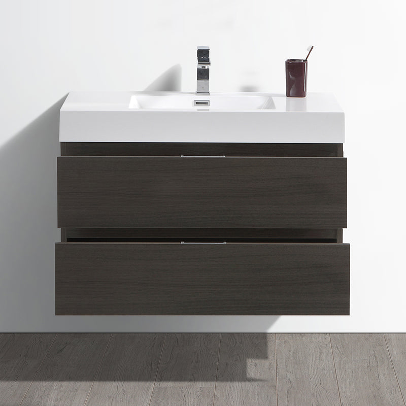 Fresca Valencia 36" Gray Oak Wall Hung Modern Bathroom Vanity FCB8336GO-I