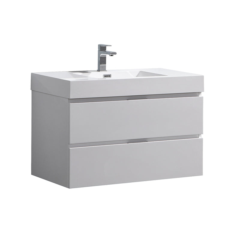 Fresca Valencia 36" Glossy White Wall Hung Modern Bathroom Vanity  FCB8336WH-I