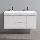 Fresca Valencia 48" Glossy White Wall Hung Double Sink Modern Bathroom Vanity FCB8348WH-D-I