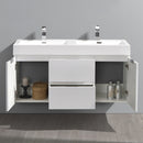 Fresca Valencia 48" Glossy White Wall Hung Double Sink Modern Bathroom Vanity FCB8348WH-D-I