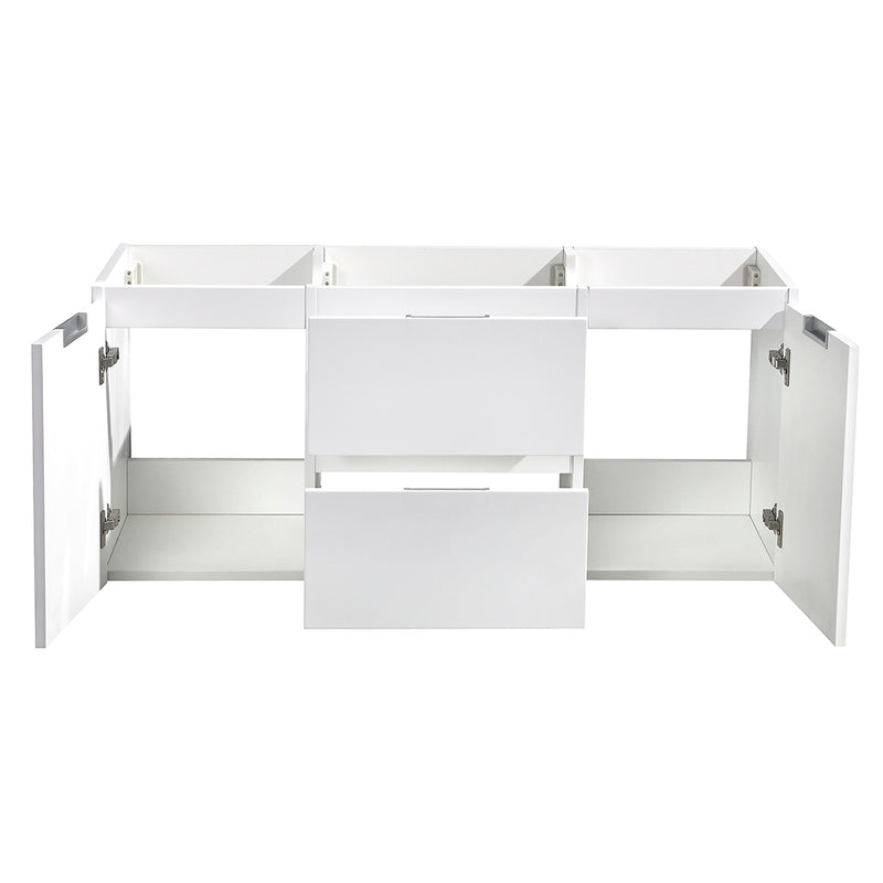 Fresca Valencia 48" Glossy White Wall Hung Double Sink Modern Bathroom Cabinet FCB8348WH-D