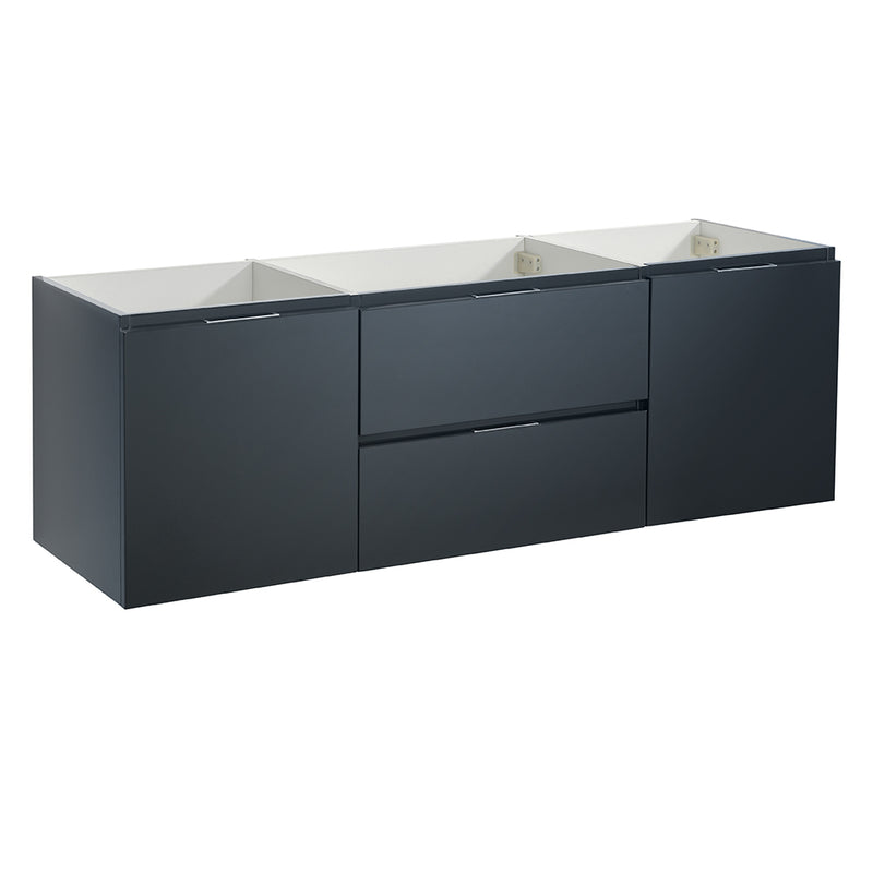 Fresca Valencia 60" Dark Slate Gray Wall Hung Double Sink Modern Bathroom Cabinet FCB8360GG-D