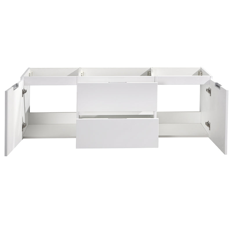 Fresca Valencia 60" Glossy White Wall Hung Double Sink Modern Bathroom Cabinet FCB8360WH-D