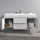 Fresca Valencia 60" Glossy White Wall Hung Modern Bathroom Vanity FCB8360WH-I