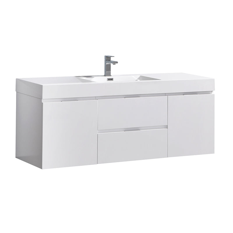 Fresca Valencia 60" Glossy White Wall Hung Modern Bathroom Vanity  FCB8360WH-I