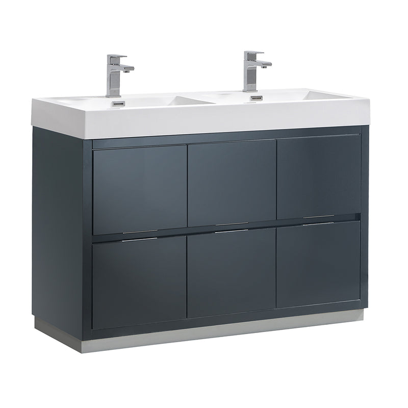 Fresca Valencia 48" Dark Slate Gray Free Standing Double Sink Modern Bathroom Vanity  FCB8448GG-D-I