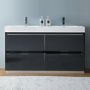 Fresca Valencia 60" Dark Slate Gray Free Standing Double Sink Modern Bathroom Vanity FCB8460GG-D-I