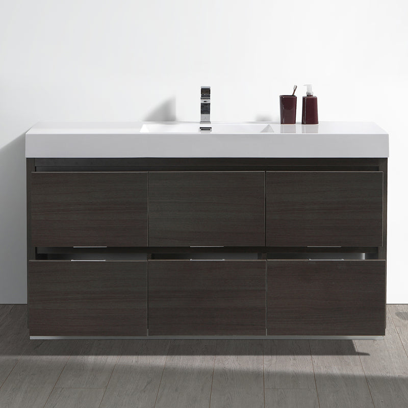 Fresca Valencia 60" Gray Oak Free Standing Modern Bathroom Vanity FCB8460GO-I