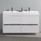 Fresca Valencia 60" Glossy White Free Standing Double Sink Modern Bathroom Vanity FCB8460WH-D-I